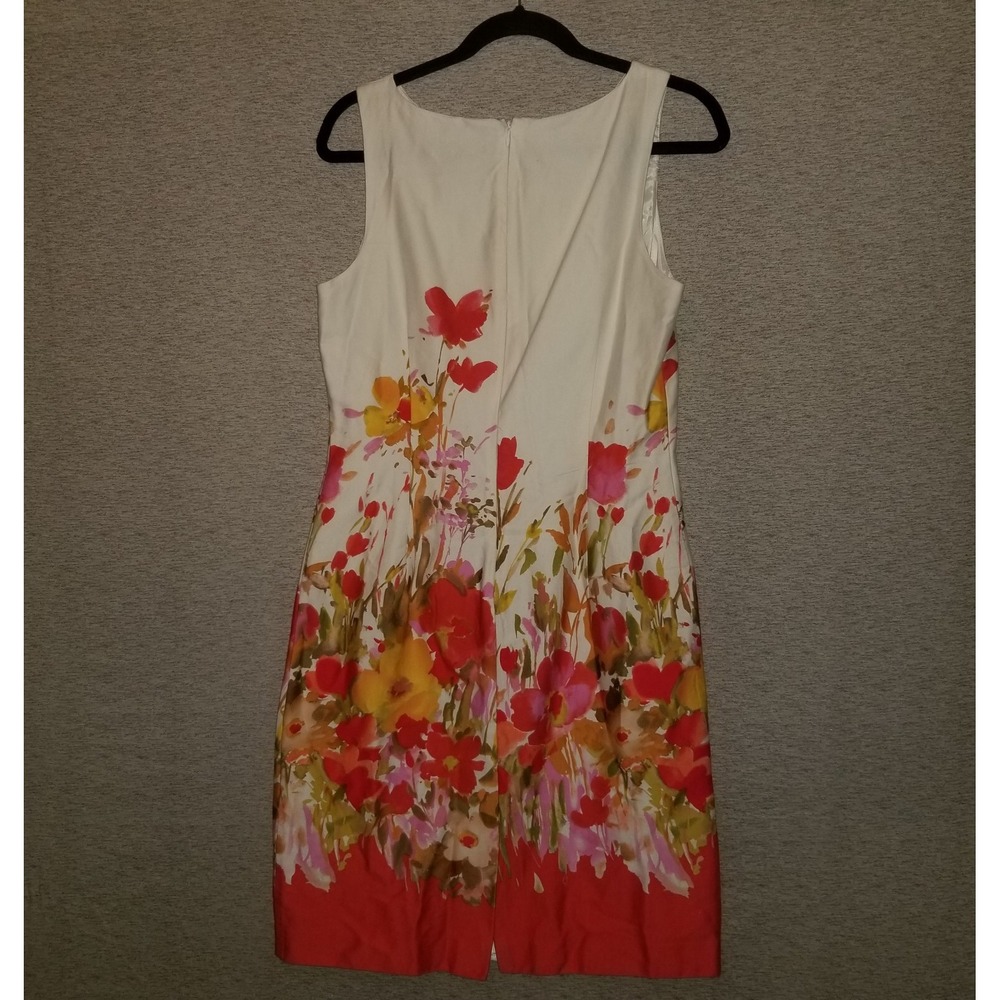 Chadwick's Of Boston Floral Sheath Dress 8 Sleeveless 100% Cotton Spring Garden - Picture 7 of 8